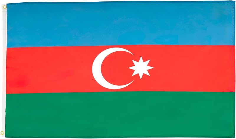 AZ FLAG Azerbaijan Flag 3x5 Ft 100D Polyester with 2 Brass Eyelets