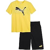 PUMA boys 2 Piece Set, Short Sleeve Crewneck T-shirt & Matching Short