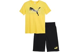 PUMA boys 2 Piece Set, Short Sleeve Crewneck T-shirt & Matching Short
