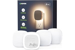 AUVON Plug-in LED Backlit Night Light with Motion Sensor & Dusk to Dawn Sensor, Dimmable Cool White Nightlight with 1-50 lm Adjustable Brightness for Bedroom, Bathroom, Stairs, Hallway (4 Pack)