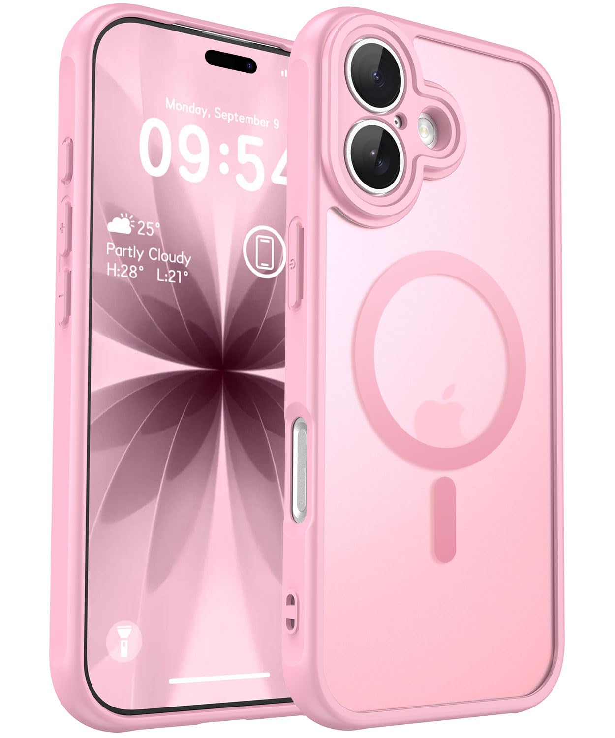 MOCCA Strong Magnetic Compatible with iPhone 17 Case [Compatible with Magsafe] [Full Camera Protection] Slim Translucent Matte Shockproof Phone Case Cover 6.3",Pink