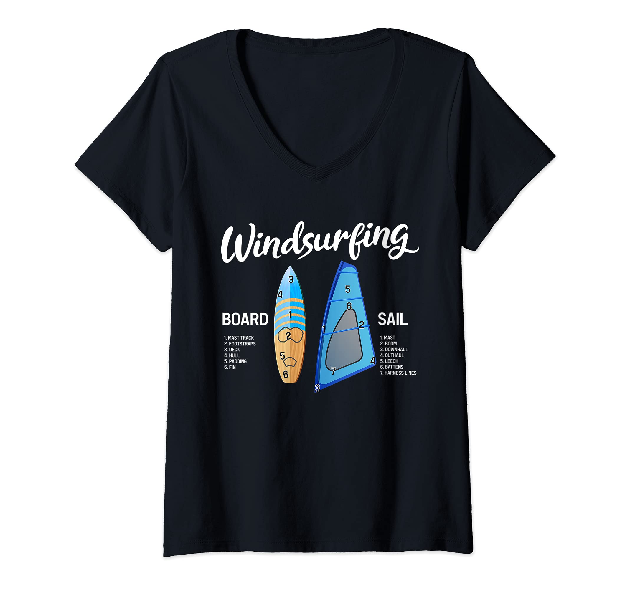 Womens Windsurfing Equipment Gear Board Windsurfer Sailboarder V-Neck T-Shirt