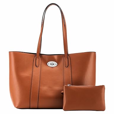 LANGYUE Womens Genuine Purses and Handbags Shoulder Bags Ladies Designer Top Handle Satchel Tote Bag (brown)