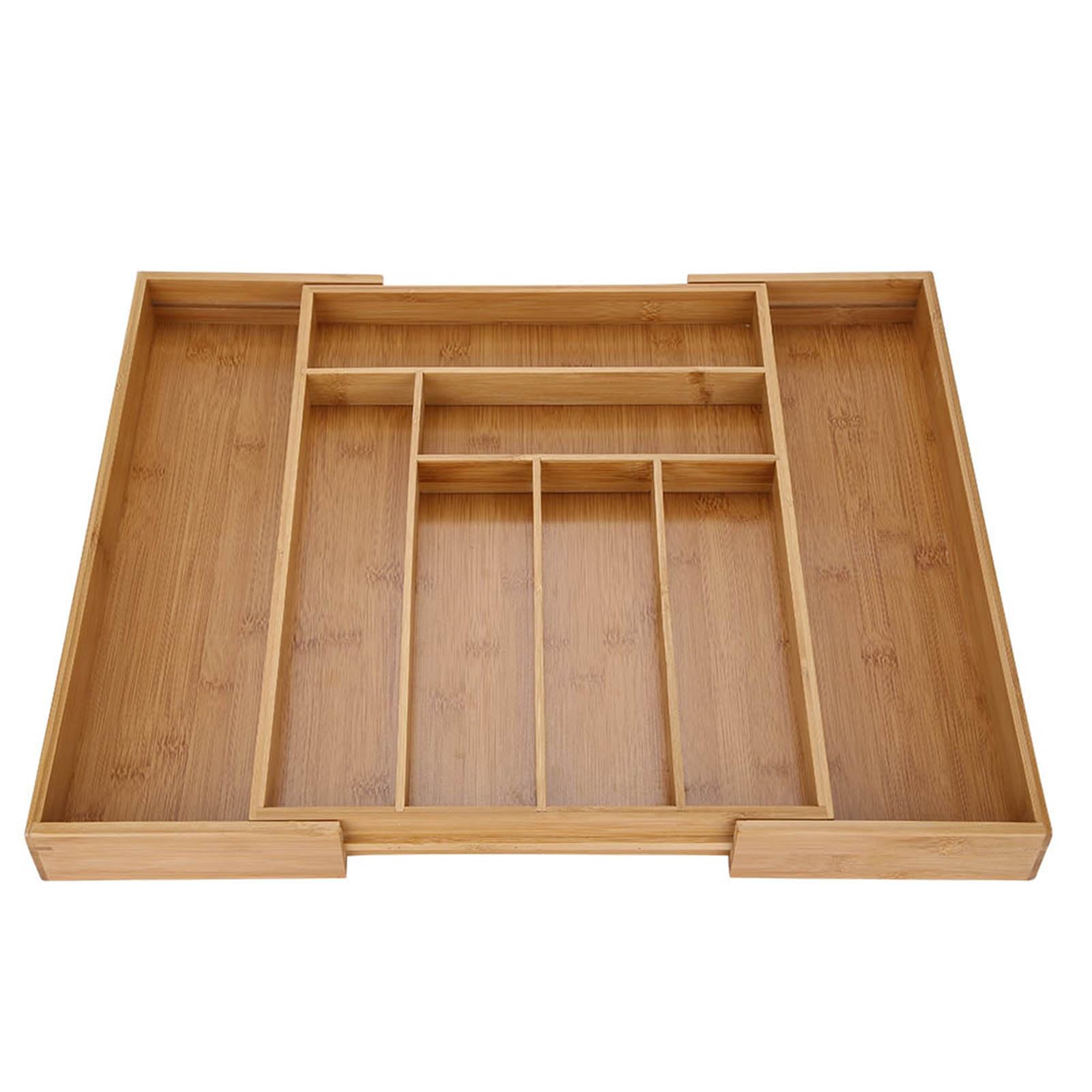 Bamboo Drawer Organizer, Cutlery Drawer Insert Premium Extendable Cutlery Tray, Adjustable Multipurpose Storage Tray Drawer Divider for Silverware Flatware Knives in Kitchen Bedroom Living Room