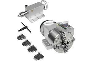 CNCTOPBAOS K12-100mm CNC Router Milling Machine Rotational Axis A 4th Axis Rotary Table 100mm 4 Jaw Chuck Dividing Head,MT2 6