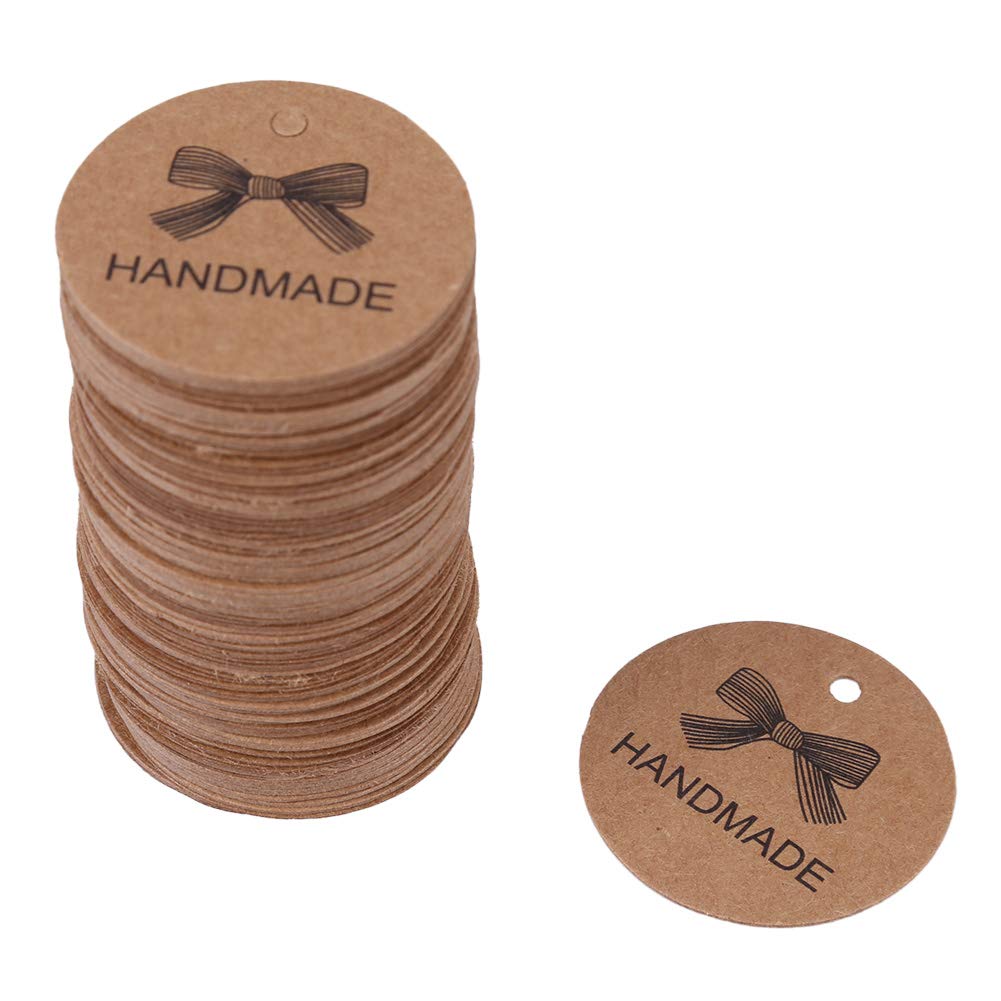 100pcs Wedding Favor Gift Tags, Original Design Delicate Gifts Dessert Tag Brown Handmade Hang Label for Party Favor Clothing Jewelry Price[5]