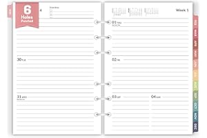 2026 Weekly & Monthly Planner Refills for A5 6-Ring Binders, Jan 2026 - Dec 2026, Forvencer 6-Hole Punched Planner Inserts with Colorful Monthly Tabs, Small Calendar Organizers, 5-3/4" x 8-1/4"