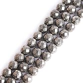 GEM-Inside 8mm Pyrite Beads Crystal Stone Faceted Round Genuine Loose Beads for Bracelet Necklace Jewelry Making 15"