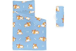 Datura home Nap Mat -Animal Sleeping Bag with Removable Pillow - Daycare and Sleepovers Preschool Kindergarten Bedding Set for Kids Toddler Boys Girls