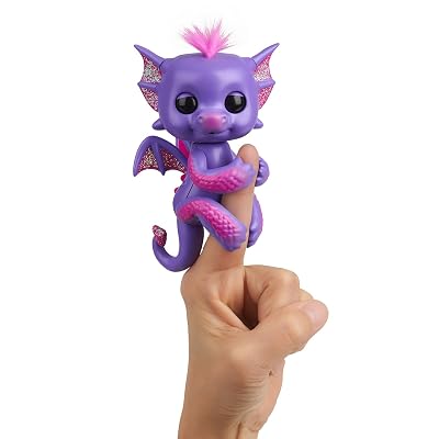 Fingerlings - Glitter Dragon - Kaylin Purple with Pink - Interactive Baby Collectible Pet - By WowWee