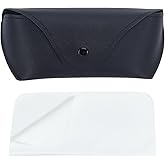 CREATCABIN Slim Glasses Case PU Leather Sunglasses Case Bag Portable Travel Eyeglasses Spectacle Holder Pouch Cover Lightweight with Soft Cleaning Cloth Gift for Women Men Beach Black 6.7x2.8in