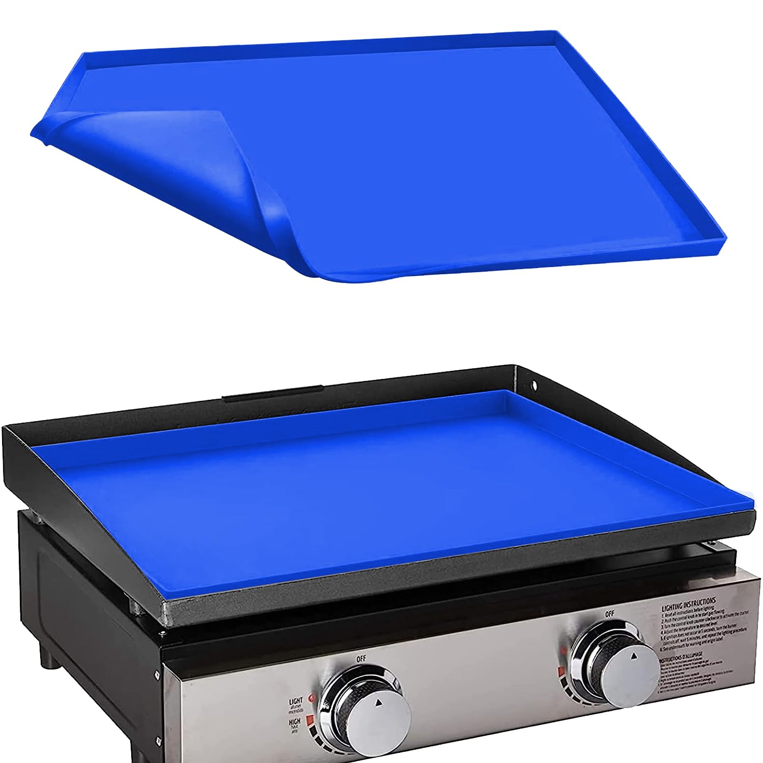 Photo 1 of 22" Silicone Griddle Mat for Blackstone 22 Inch Grill, Heavy Duty Food Grade Silicone Griddle Cover, Protect Your Grill from Dirt & Rust All Year Round (Blue)