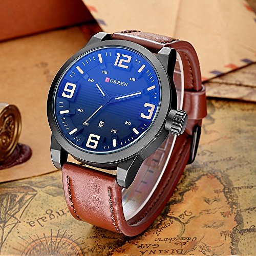 Top Luxury Brand Curren Watch Correa de Cuero para Hombres Casual Militar Reloj de Pulsera de Cuarzo Reloj Masculino 8241 - Imagen 5