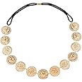 Yalice Gold Coin Head Chain Disc Elastic Headpieces Indian Headband Chain1920s Forehead Hair Accessories for Women