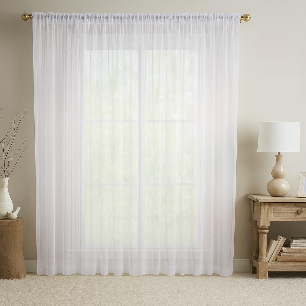 Megachest pure voile extra wide tape top sheer curtain (1 Panel) voile-snow white, W 116" x L 110" (1 Panel)