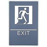 Kraken Sign Co. - ADA Exit Sign with Braille - Black and White, 9" x 6" - Highly Visible With Self Adhesive Backing - Plastic