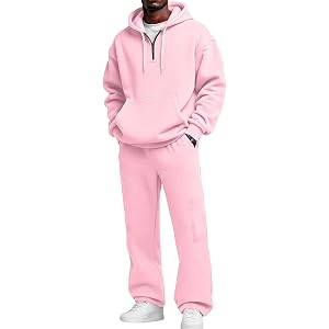 Vividcrate Men's Sweat Suit 2 Piece Pullover Set Quarter Zip Hoodie Straight Leg Sweatpants Set