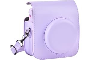 SAIKA Protective & Portable Case Compatible with Fujifilm for Instax Mini 12 Instant Camera with Accessories Pocket and Adjustable Strap-Purple