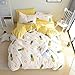 BuLuTu Pineapple Kids Duvet Cover Twin Cotton Cream White,Reversible Yellow Geometric 3 Pieces Lightweight 100% Cotton Bedding Sets,1 Twin Duvet Cover + 2 Pillow Shams,No Comforter