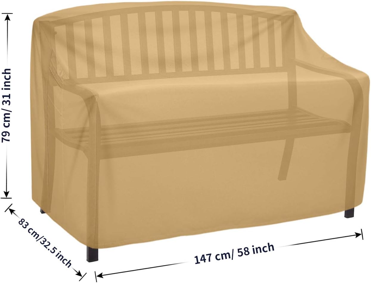 Sunkorto Patio Sofa Loveseat Cover, Waterproof Deep Seat Furniture Cover for Outdoor Balcony, 58x32.5x31 Inch : Garden & Outdoor