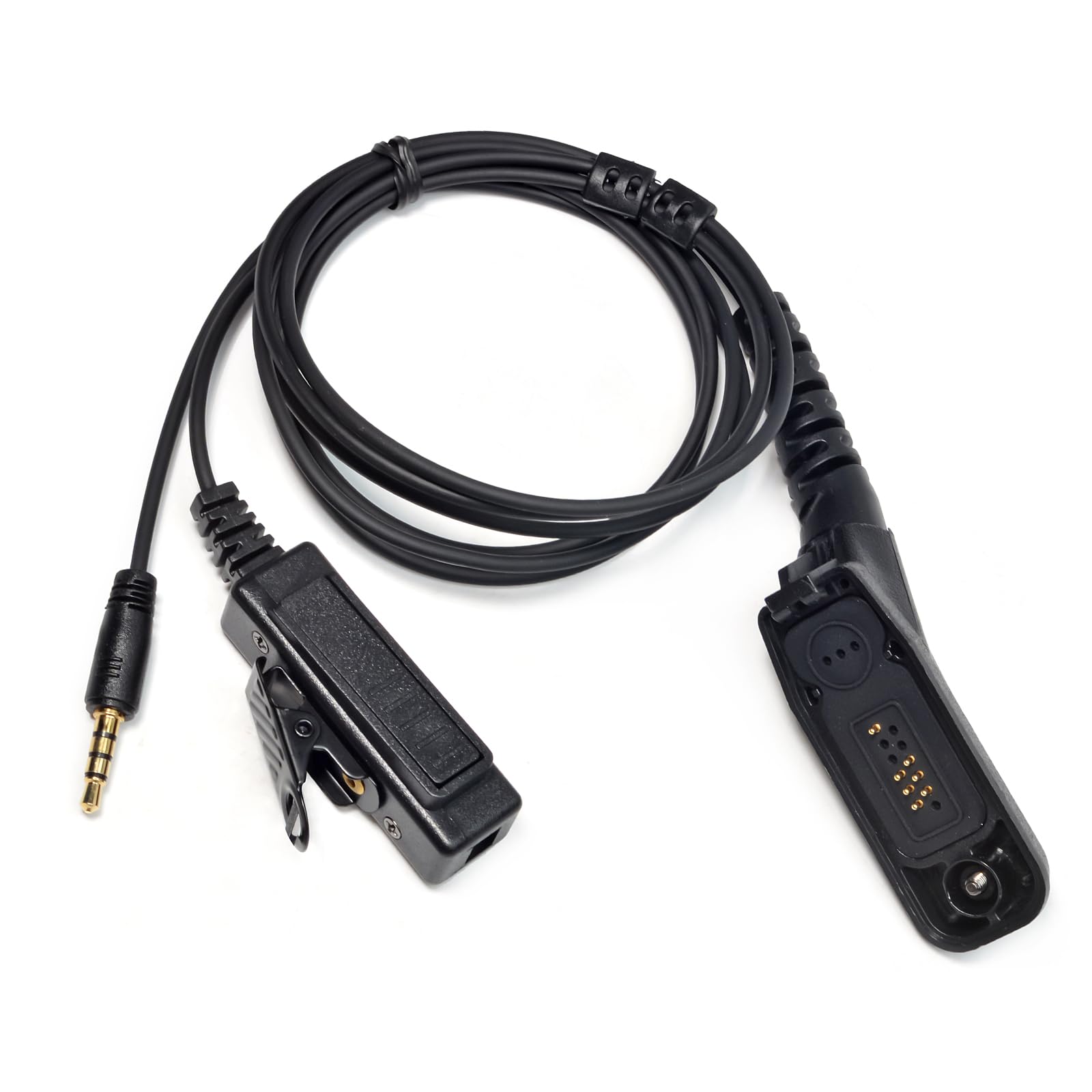 HYSHIKRA Universal Multi-pin to 3.5mm Audio Cable with PTT Compatible with Motorola DP3400 DP4400 DP4800 DGP4150 XiR-P8200 XPR-6300 and 3.5mm Audio Input Interface Headsets with Mics (3.5 to M7)