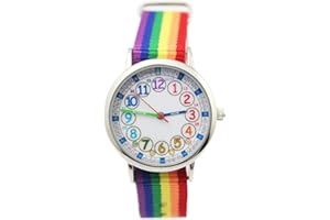 Bigbangbang Kids Analog Watch， Learning Time Watch, First Watch Soft Cloth Strap,Read time Study Time Todder Watch,Kindergarten Learn Time Watches,Pink Girl Watch， Girls Ages 7-10…