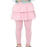 Face Dream Little Girls Footless Leggings with Mini Ruffle Skirt Stretchy Cotton Pantskirt for Toddler Kids 1-10Years