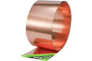 GOORY Copper Flashing 28 Gauge - 6in x 10ft 0.013"(0.32mm) Thickness Roof Flashing Roll - 99.95+% Pure Copper Sheet Metal ASTM B152 - Roofing Repair DIY Project Contractor Jewelry Crafts