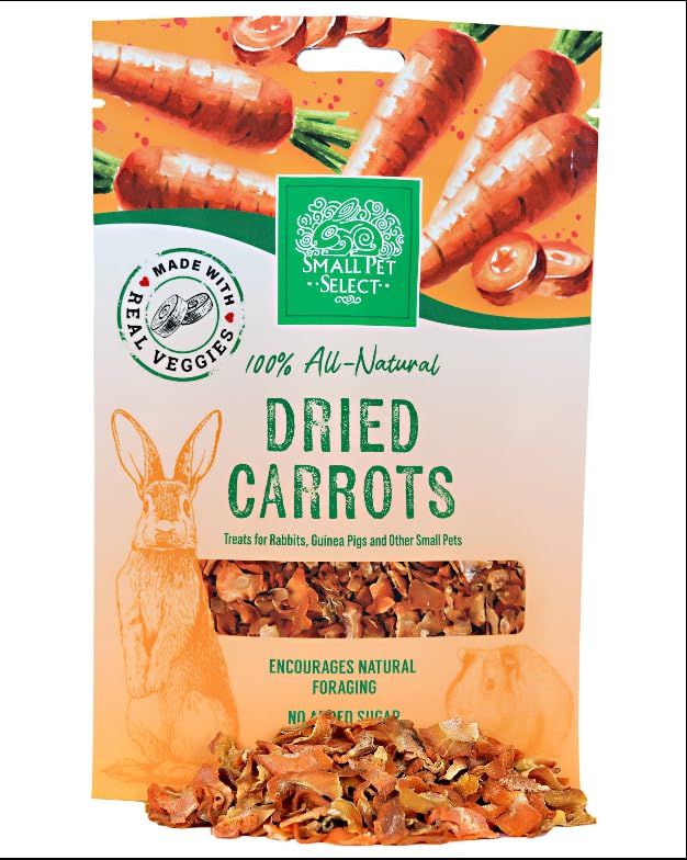 Small Pet Select Natural Dried Carrot Treats for Rabbits, Guinea Pigs, Hamsters, Gerbils, Mice & Rats, 56g