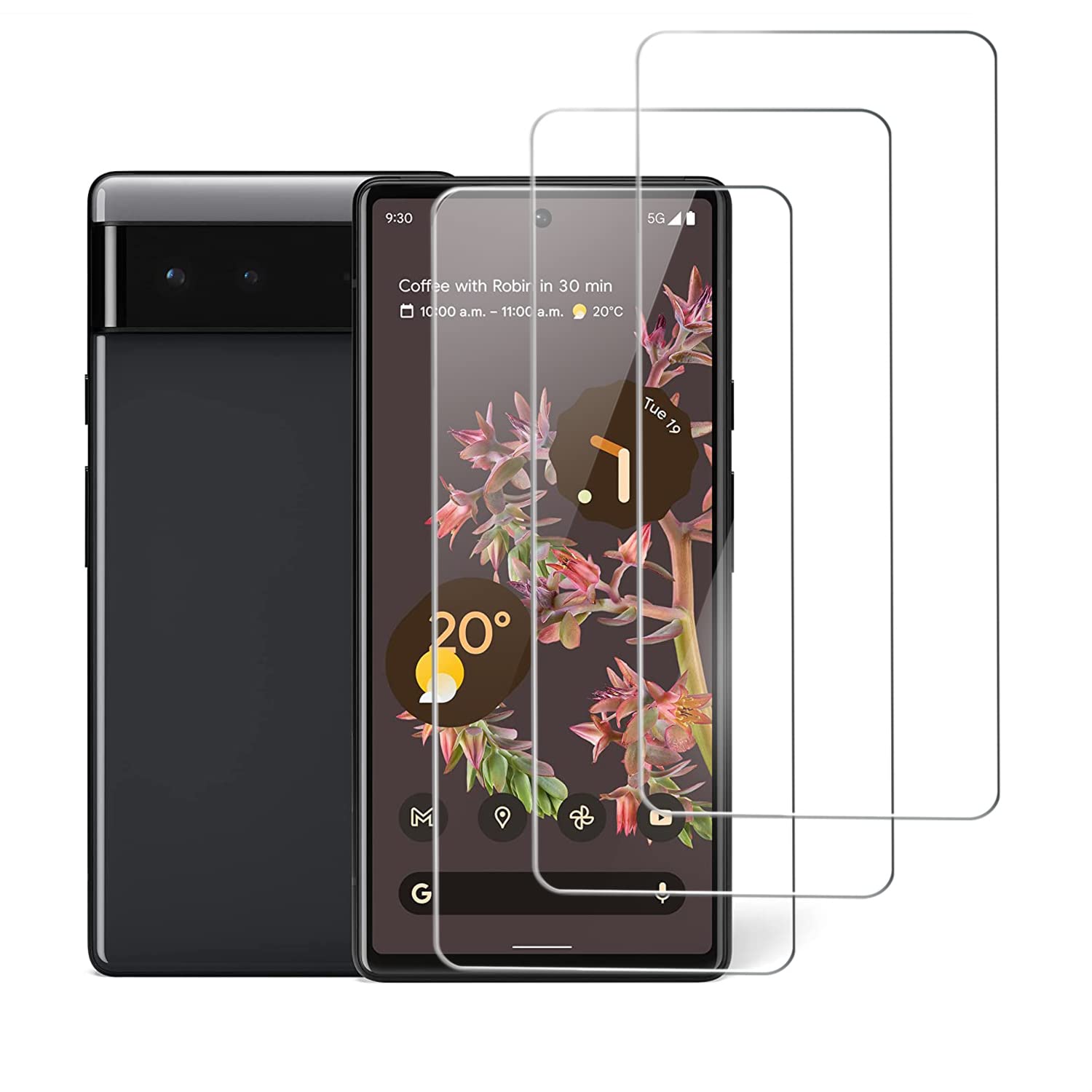 UEEBAI Screen Protector for Google Pixel 6, [3 Pack ] [Full Coverage] HD Clear Flexible Film [Case Friendly] Anti-Bubble Touch Sensitive Easy Installation Anti Scratch Soft Protective