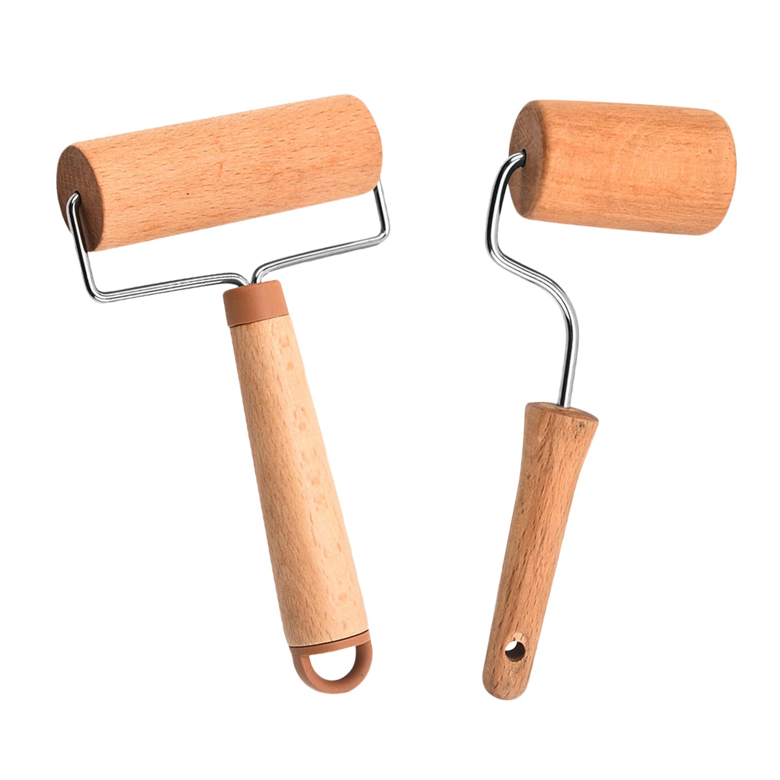 RoxNvm Rolling Pin, 2 Pieces Wooden Dough Roller with Hanging Hole, Different Sizes Dough Roller, Wooden Rolling Pin, Suitable for Rolling Dough, Pastas, Pizza, Desserts and Dumpling Skins (B)