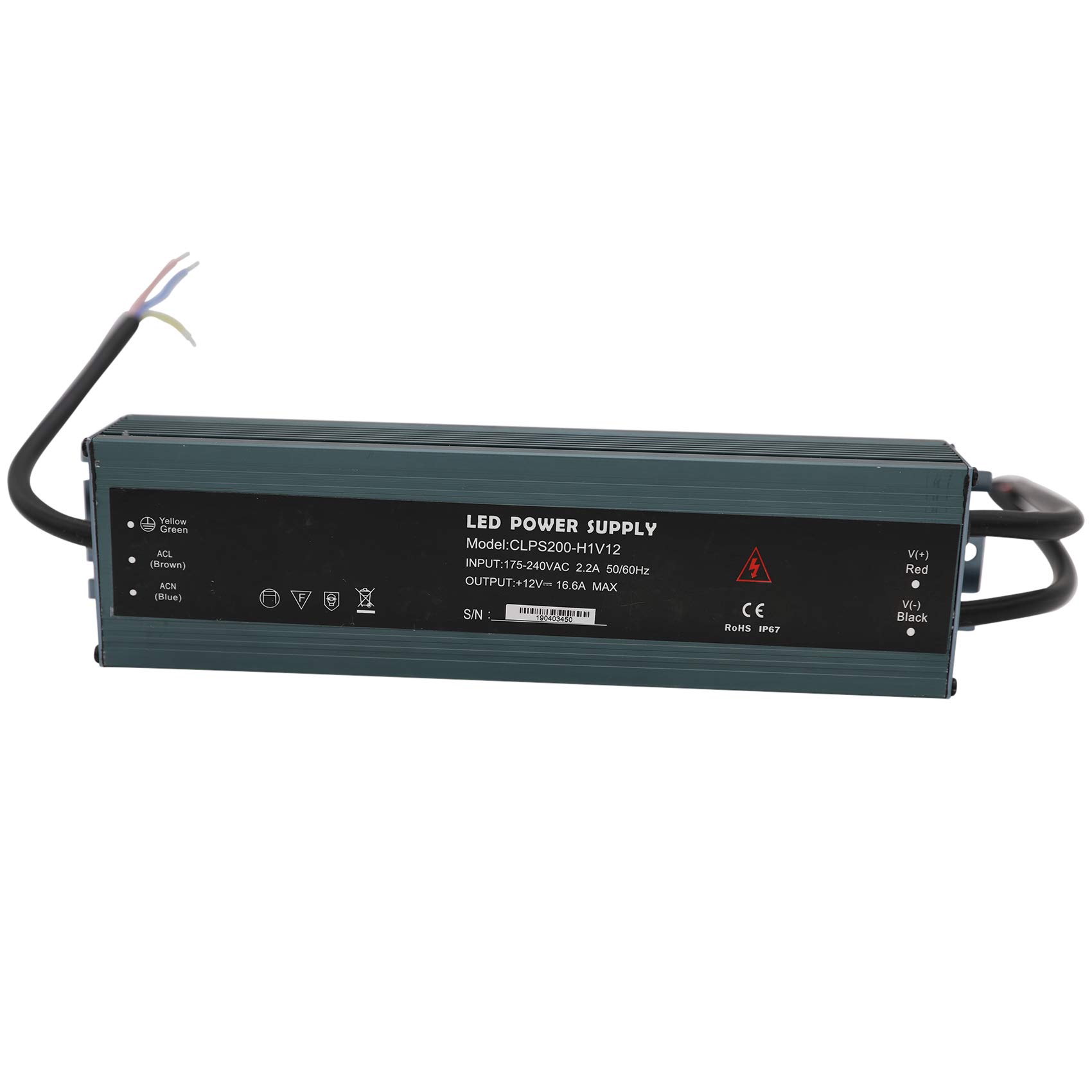 Daxpoo Waterproof Led Strips Hue Lights 12v Volt Power Adapter Supply 200W PSU Transformer Driver (CLPS200-DP12)