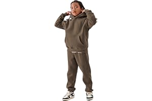 COZYPOIN Unisex Kids Fleece 2 Piece Outfits Girls Boys Hooded Sweatshirt and Jogger Sweatpants Sweatsuit Set for 5-14Y