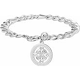 kkjoy Witches Knot Bracelet Stainless Steel Crystal Celtic Magic Wiccan Symbol Pendant Witchcraft Amulet Jewelry for Women Men