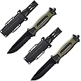 Leopcito 2pcs 10" Fixed Blade Tactical Knives with Sheath and Clip, Survival Full Tang Non-Slip Handle Knife for Camping, Hunting, Adventure, Outdoors, EDC, Green Handle