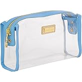 Lilly Pulitzer Clear Zipper Pouch, Cute Pencil Case for Adults, Travel Toiletry Bag, Small Pouch Bag for Supplies, Makeup or Toiletries (Frenchie Blue)