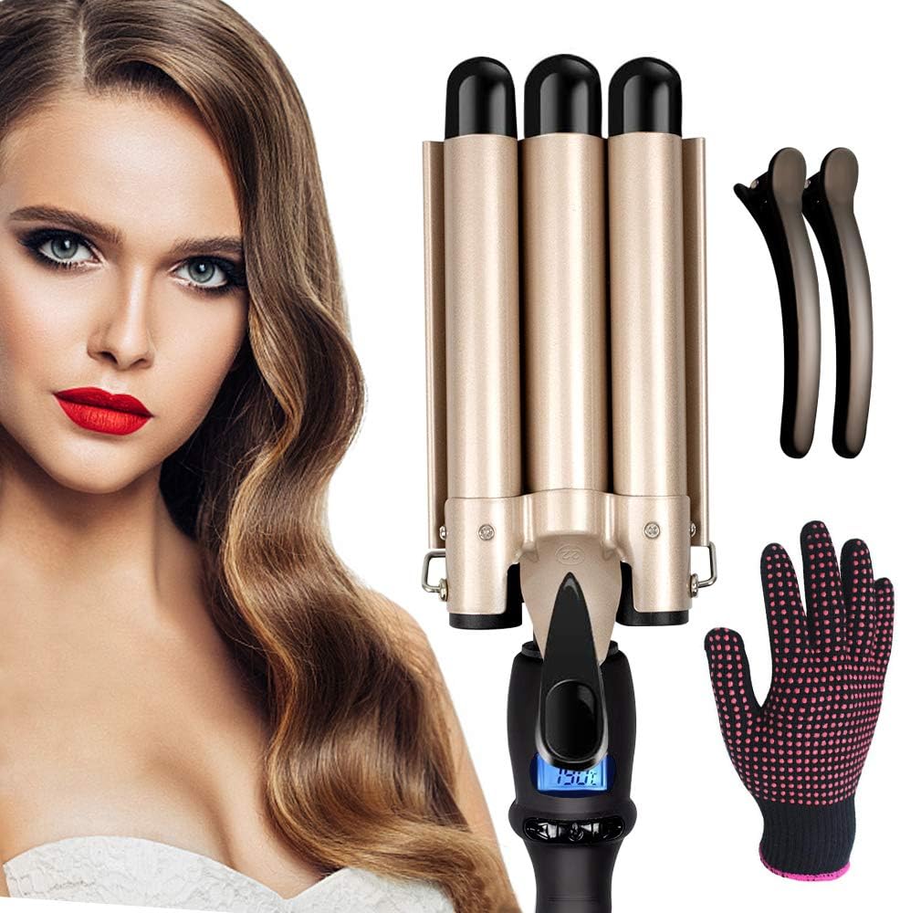 Hair Waver, Airsnigi Curling Wands, 3 Barrel Hair Curler 22mm Curling