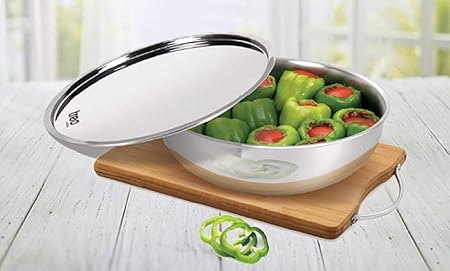 Treo by Milton Triply Stainless Steel Tasla with Lid, 30 cm / 5700 ml