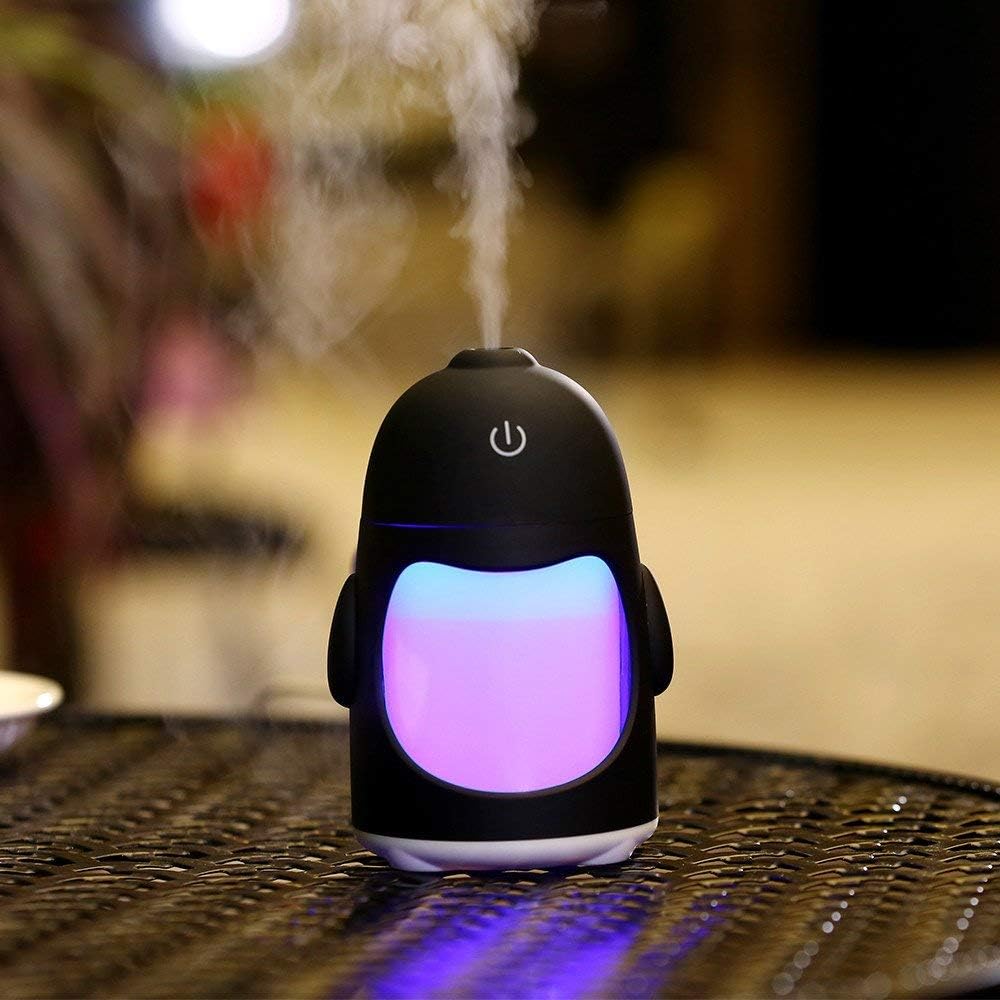 SHOPPOWORLD Plastic Penguin Shaped Color Changing LED Night Light Cool Mist Air Diffuser USB Air Purifier for Car, Office, Home