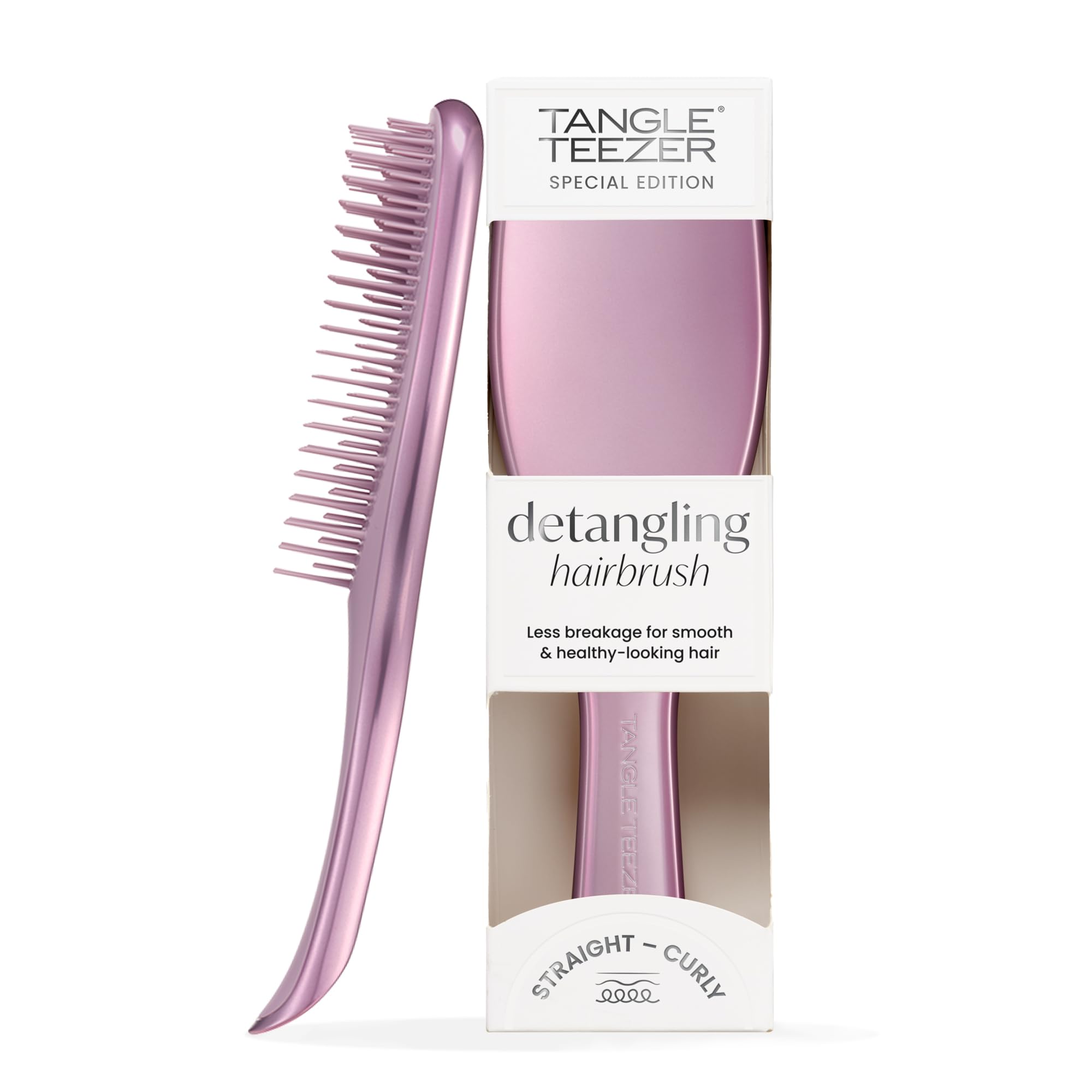 Tangle Teezer Ultimate Detangler Hairbrush - For Wet & Dry Hair - Detangling Brush For All Hair Types - Two-Tiered Teeth Reduce Breakage & Eliminate Knots - Mauve Copper Chrome Finish