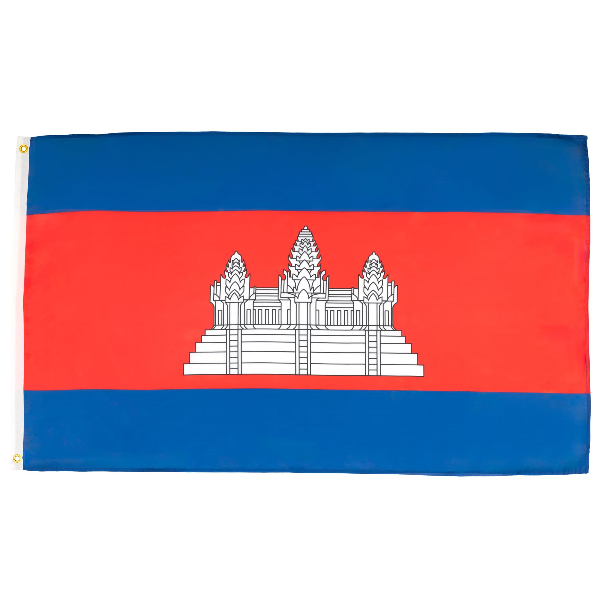 AZ FLAG - Cambodia Flag - Large 5x8 Ft - 100D Polyester Cambodian Big Banner with Two Metal Grommets - Fade Resistant - Vivid Colors - 5' x 8' Feet - 250x150 Cm