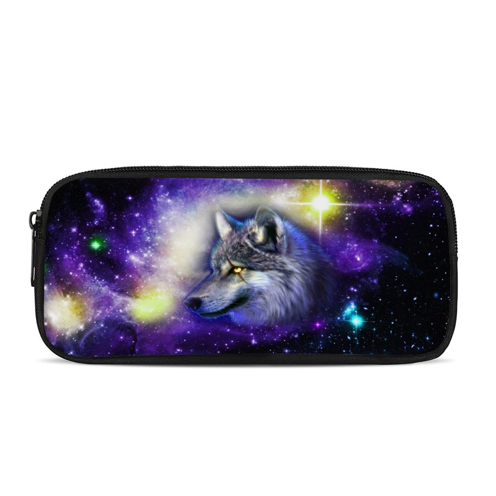Wanyint Blue Galaxy Wolf Animal Pencil Case Large Capacity Bag Cosmetic Bag for Girls Boys - Lightweight and Durable Zippers Pen Bag Office Bag