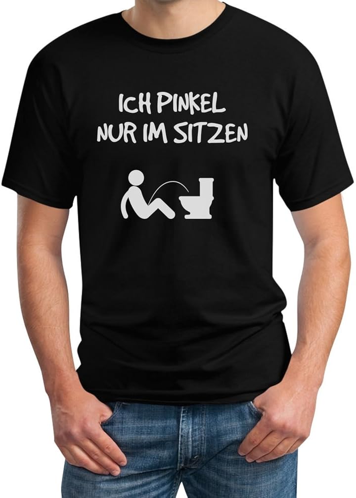Ich Pinkel Nur Im Sitzen - Witziges Design Mann Vor WC T-Shirt : Amazon