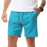 Surenow Men's Jogger Shorts Athletic Workout Shorts Drawstring Casual Lightweight Short for Men with Zipper Pockets