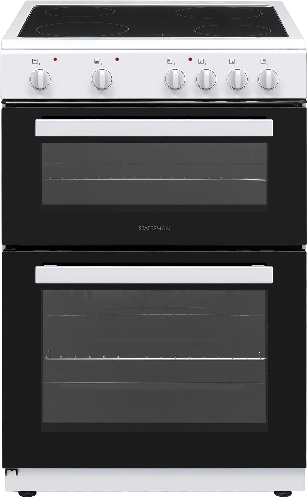 Statesman EDC60W Electric Cooker with 60cm Ceramic Hob 4 Zones 2 Ovens