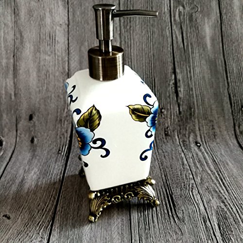 Ceramic Liquid Soap & Lotion Pump Dispenser, for Kitchen or Bathroom Countertops or Sink,Porcelain Bathroom Accessories