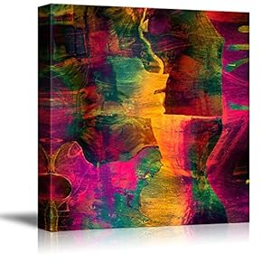 Canvas Prints Wall Art - Abstract Vibrant Grungy Color Vintage/Retro Style | Modern Wall Decor/Home Decoration Stretched Gallery Canvas Wrap Giclee Print & Ready to Hang - 12" x 12"