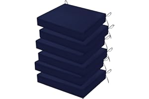 HOMELYSIAN Outdoor Chair Cushions Set of 6, 18.5 x 16 Inch Patio Chair Cushions for Outdoor Furniture, Water Resistant, Non-Slip Ties (Navy Blue)