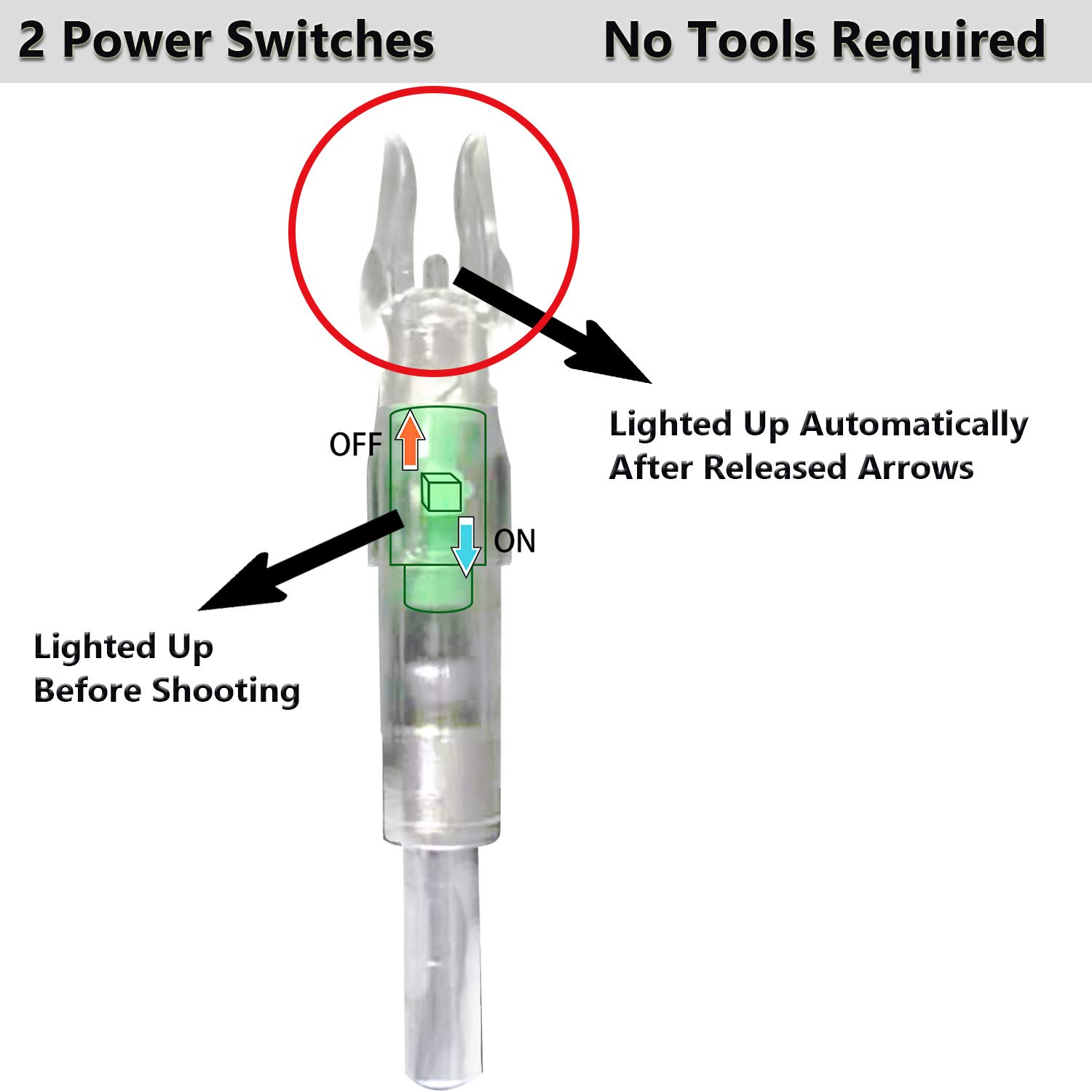 GearOZ Archery Lighted Nocks for Inner Diameter 0.246\