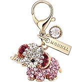 MC139 Crystal Elephant Lobster Clasp Charm Pendant with Pouch Bag (Pink ,1 piece)